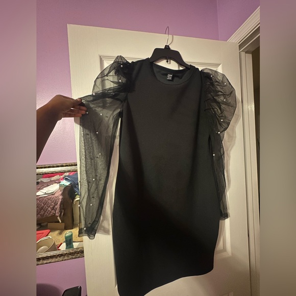 SHEIN Dresses & Skirts - Puffed pearl sleeve, Black Dress